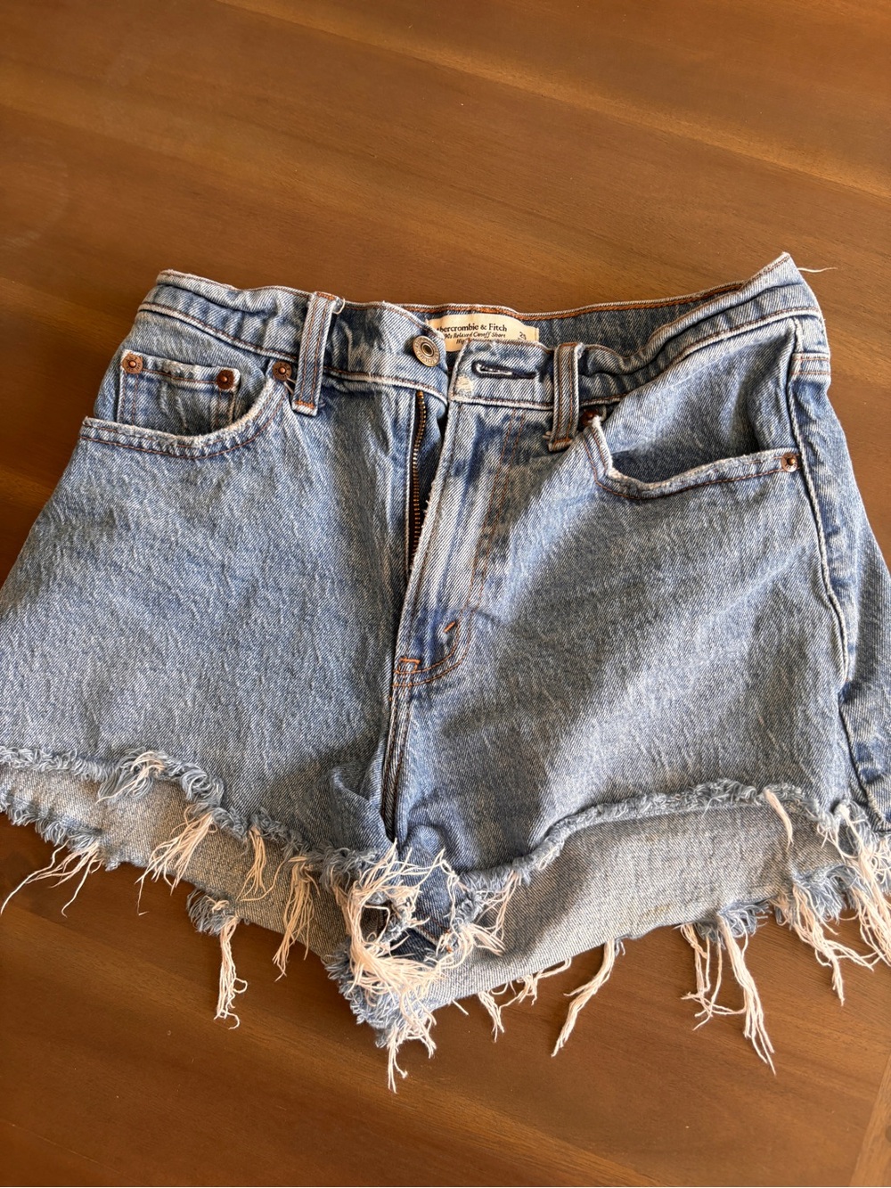 Abercrombie & Fitch Light Blue Distressed Denim Cutoff Shorts